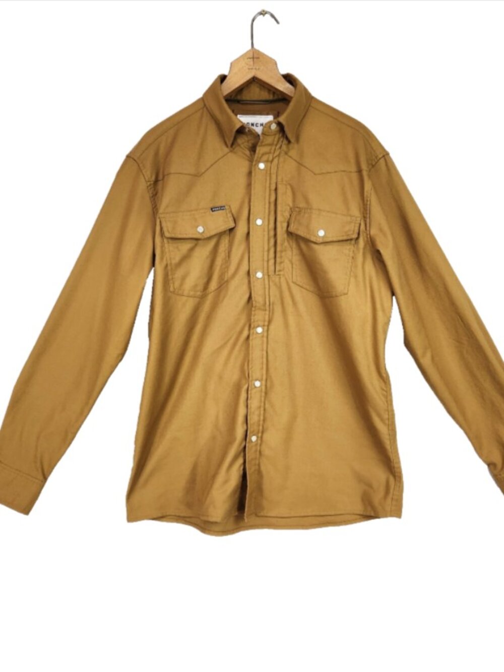 Poncho Outdoor Western Men's S Pearl Snap Shirt Long Sleeve Tiger Eye Brown Slim